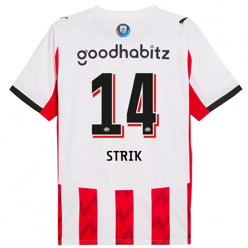 Danxen Enfant Maillot Laura Strik #14 Rouge Blanc Tenues Domicile 2025/26 T-Shirt