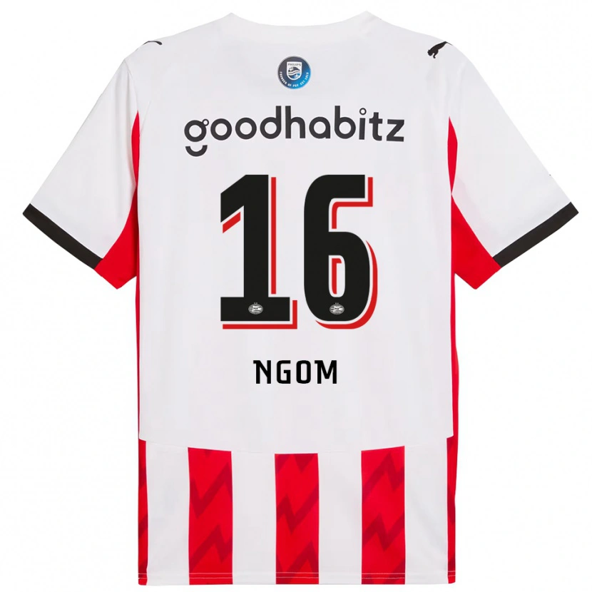 Danxen Enfant Maillot Khadim Ngom #16 Rouge Blanc Tenues Domicile 2025/26 T-Shirt