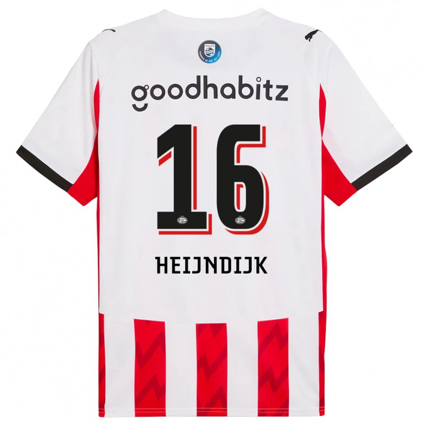Danxen Enfant Maillot Bram Heijndijk #16 Rouge Blanc Tenues Domicile 2025/26 T-Shirt