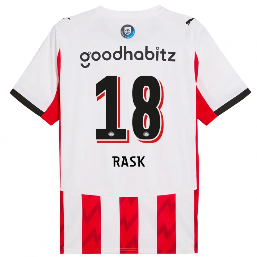 Danxen Enfant Maillot Caroline Rask #18 Rouge Blanc Tenues Domicile 2025/26 T-Shirt