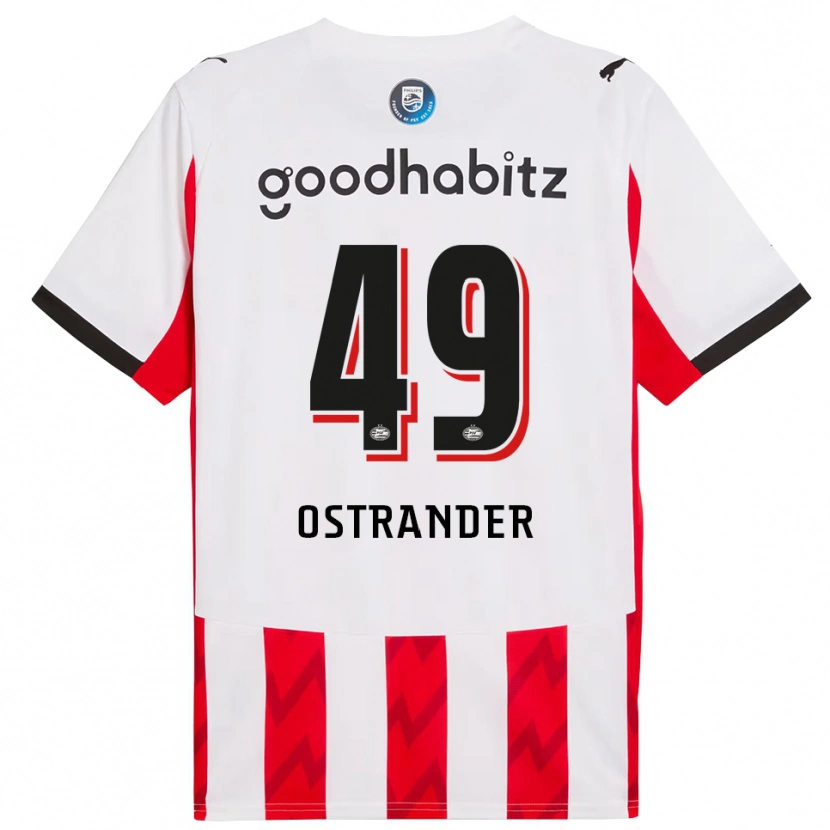 Danxen Enfant Maillot William Ostrander #49 Rouge Blanc Tenues Domicile 2025/26 T-Shirt
