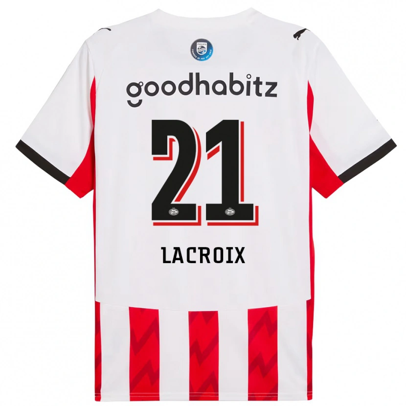 Danxen Enfant Maillot Robine Lacroix #21 Rouge Blanc Tenues Domicile 2025/26 T-Shirt