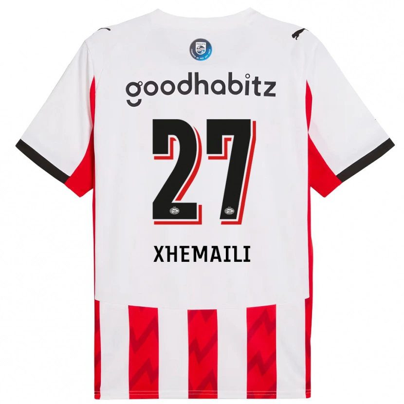 Danxen Enfant Maillot Riola Xhemaili #27 Rouge Blanc Tenues Domicile 2025/26 T-Shirt