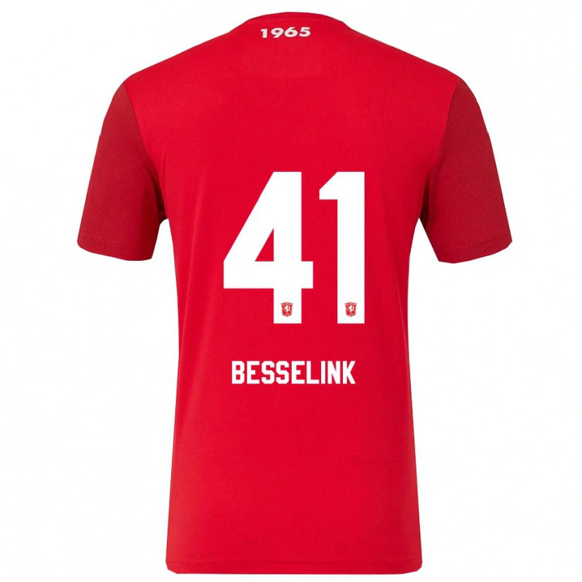 Danxen Enfant Maillot Gijs Besselink #41 Rouge Blanc Tenues Domicile 2025/26 T-Shirt