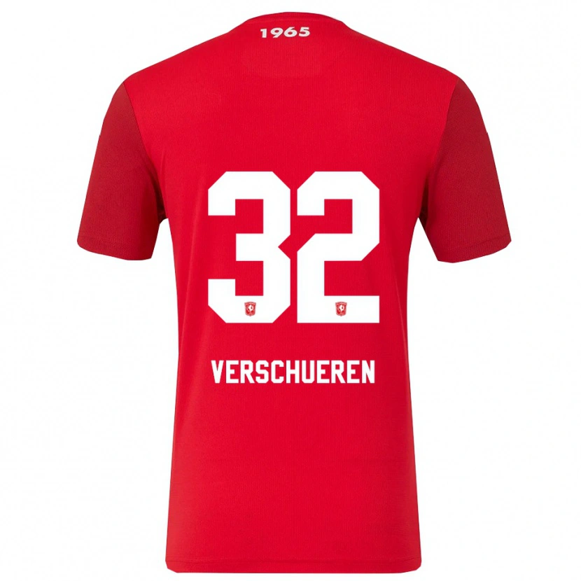 Danxen Enfant Maillot Arno Verschueren #32 Rouge Blanc Tenues Domicile 2025/26 T-Shirt