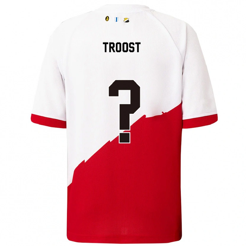 Danxen Enfant Maillot Fabian Troost #0 Blanc Rouge Tenues Domicile 2025/26 T-Shirt
