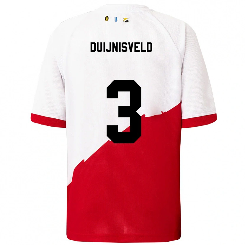Danxen Enfant Maillot Owen Duijnisveld #3 Blanc Rouge Tenues Domicile 2025/26 T-Shirt