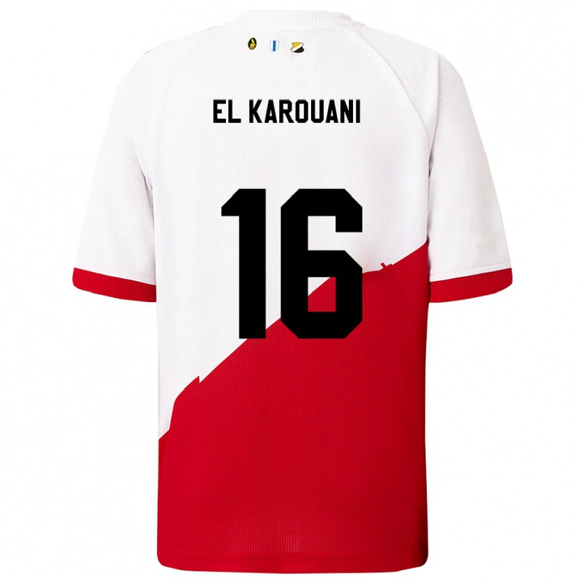 Danxen Enfant Maillot Souffian El Karouani #16 Blanc Rouge Tenues Domicile 2025/26 T-Shirt