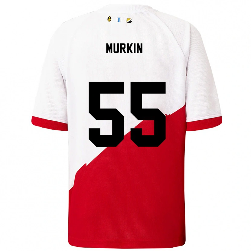 Danxen Enfant Maillot Derry Murkin #55 Blanc Rouge Tenues Domicile 2025/26 T-Shirt