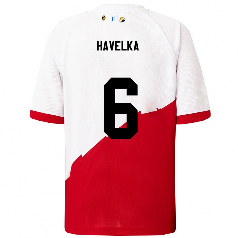 Danxen Enfant Maillot Matyas Havelka #6 Blanc Rouge Tenues Domicile 2025/26 T-Shirt