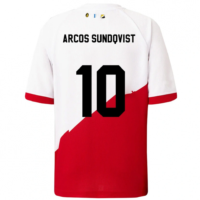 Danxen Enfant Maillot Gustav Arcos Sundqvist #10 Blanc Rouge Tenues Domicile 2025/26 T-Shirt