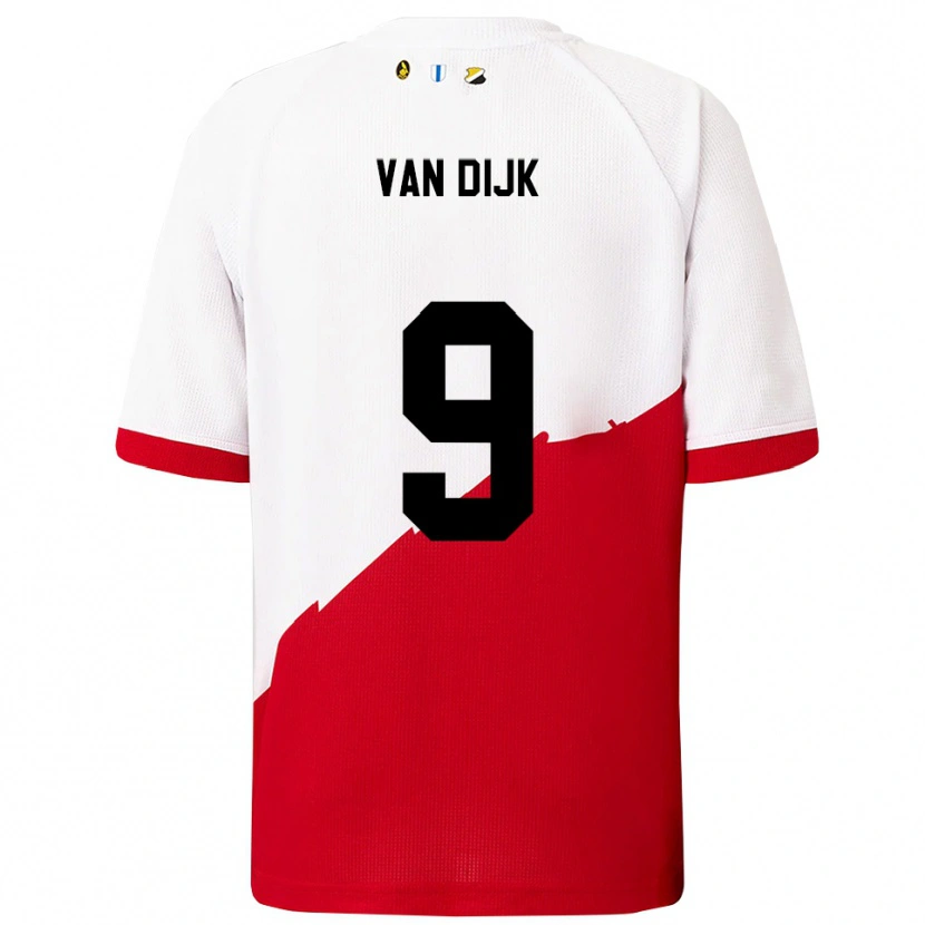 Danxen Enfant Maillot Bright Van Dijk #9 Blanc Rouge Tenues Domicile 2025/26 T-Shirt
