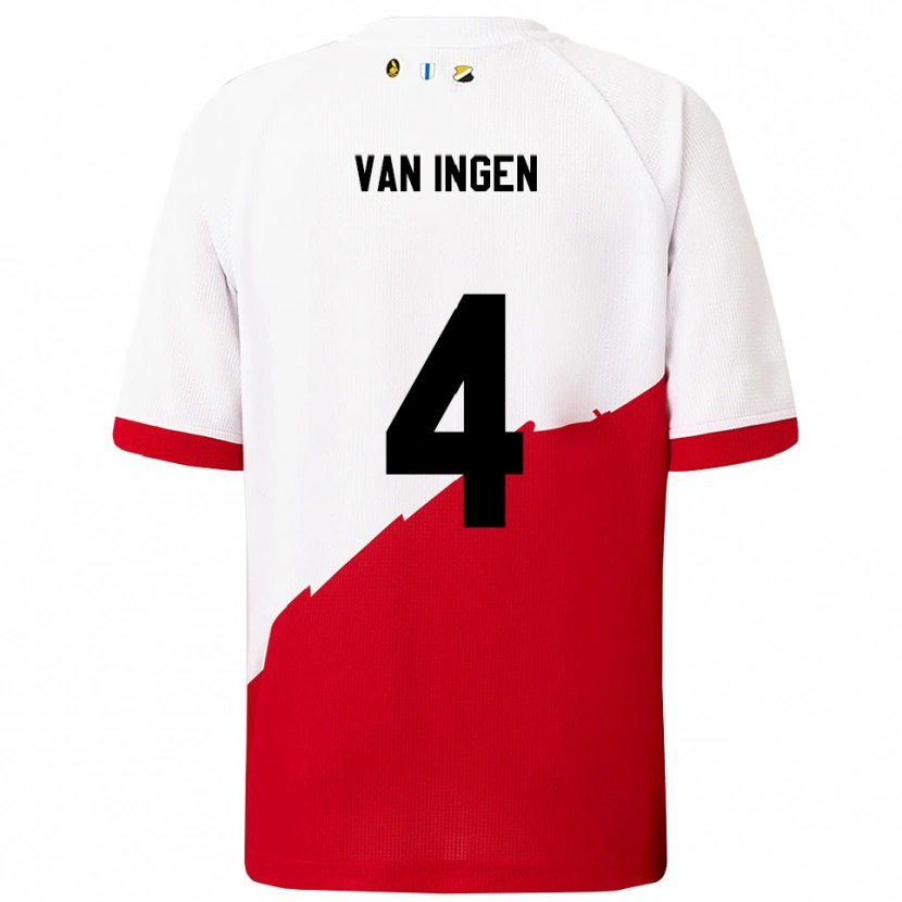 Danxen Enfant Maillot Thijs Van Ingen #4 Blanc Rouge Tenues Domicile 2025/26 T-Shirt