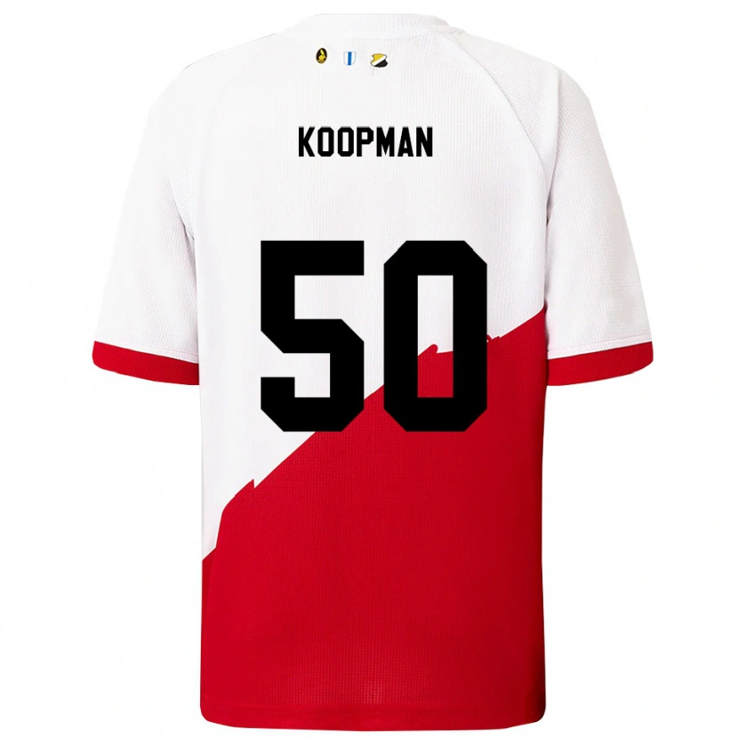 Danxen Enfant Maillot Kyra Koopman #50 Blanc Rouge Tenues Domicile 2025/26 T-Shirt