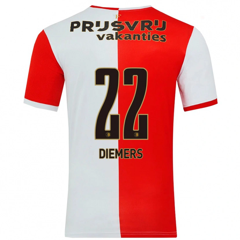 Danxen Enfant Maillot Mark Diemers #22 Rouge Blanc Tenues Domicile 2025/26 T-Shirt