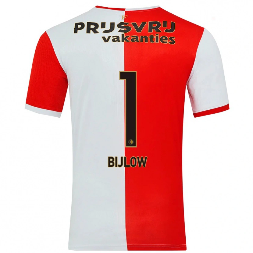 Danxen Enfant Maillot Justin Bijlow #1 Rouge Blanc Tenues Domicile 2025/26 T-Shirt