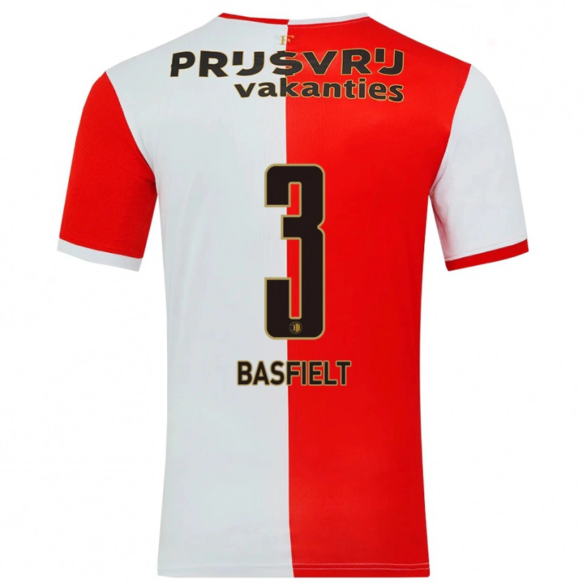 Danxen Enfant Maillot Jessy Basfielt #3 Rouge Blanc Tenues Domicile 2025/26 T-Shirt