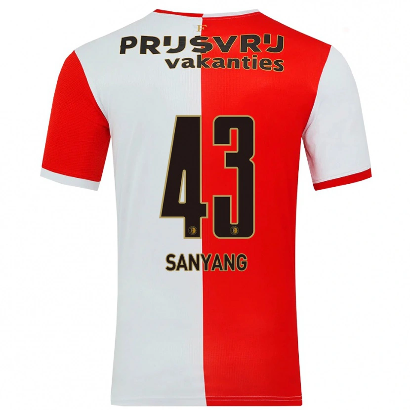 Danxen Enfant Maillot Amadou-David Sanyang #43 Rouge Blanc Tenues Domicile 2025/26 T-Shirt