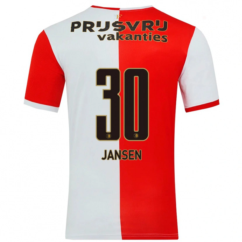 Danxen Enfant Maillot Thijs Jansen #30 Rouge Blanc Tenues Domicile 2025/26 T-Shirt