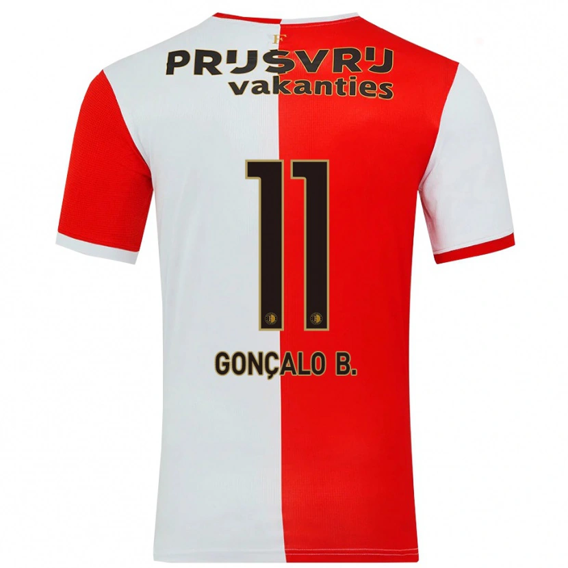 Danxen Enfant Maillot Gonçalo Borges #11 Rouge Blanc Tenues Domicile 2025/26 T-Shirt