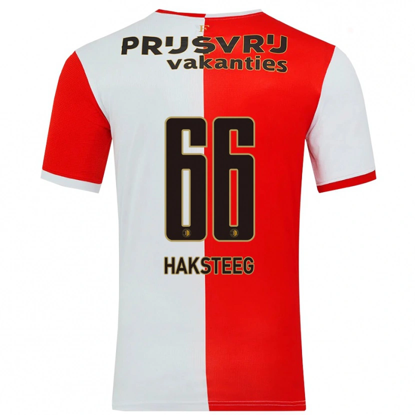 Danxen Enfant Maillot Tim Haksteeg #66 Rouge Blanc Tenues Domicile 2025/26 T-Shirt