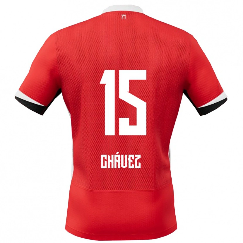 Danxen Enfant Maillot Mateo Chávez #15 Rouge Blanc Tenues Domicile 2025/26 T-Shirt