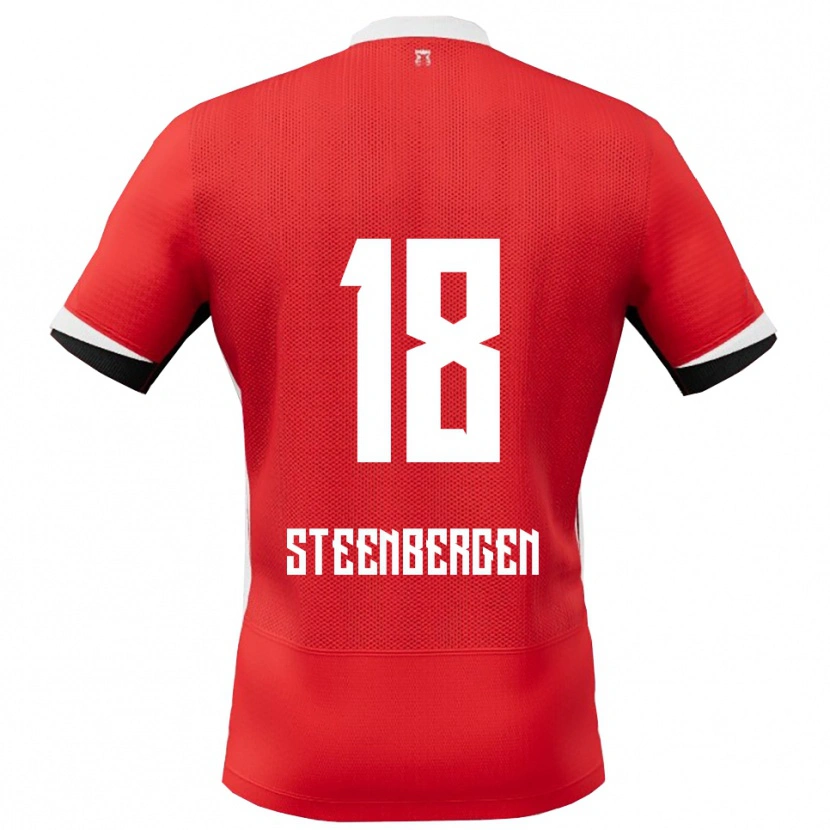 Danxen Enfant Maillot Thom Steenbergen #18 Rouge Blanc Tenues Domicile 2025/26 T-Shirt