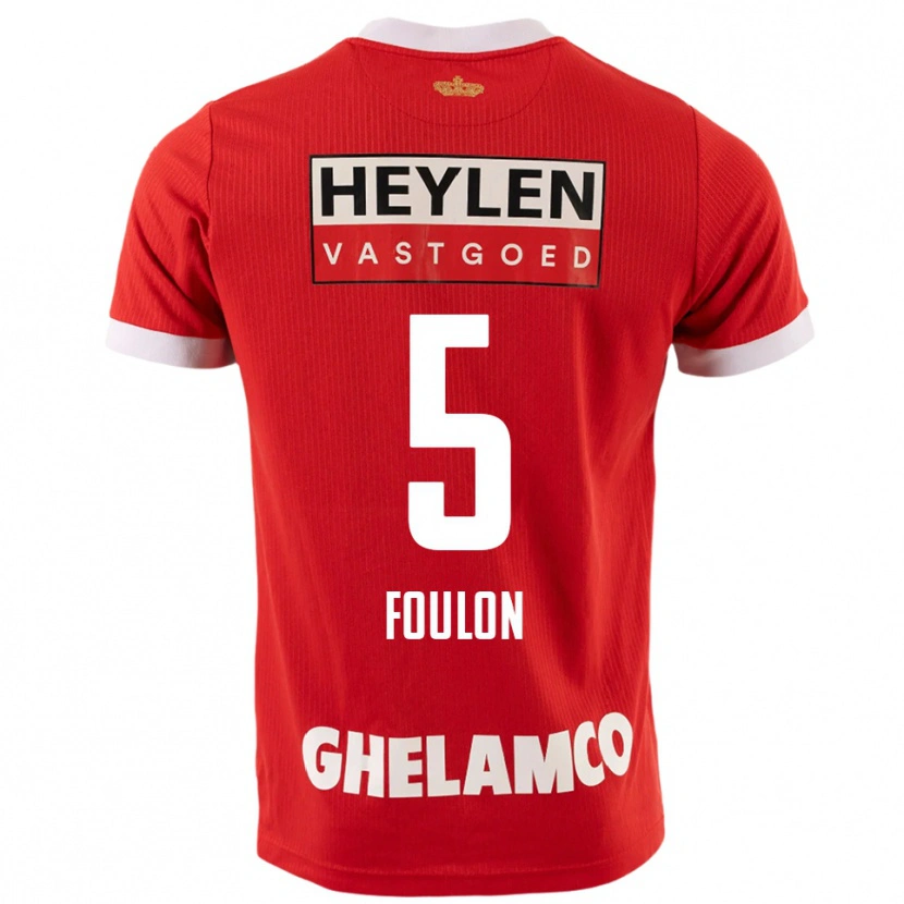 Danxen Enfant Maillot Daam Foulon #5 Rouge Blanc Tenues Domicile 2025/26 T-Shirt