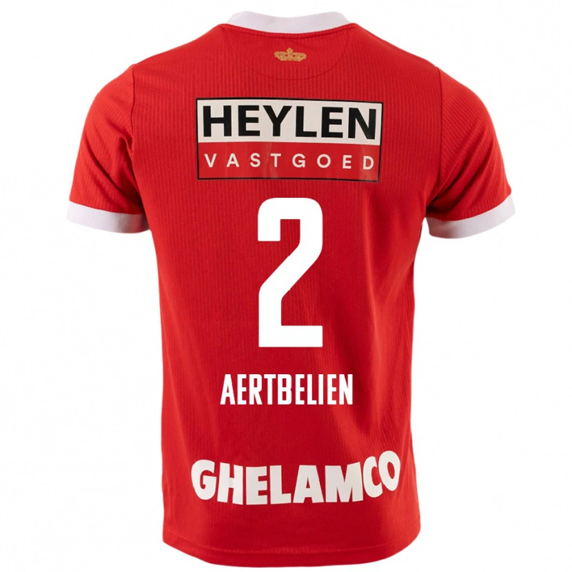 Danxen Enfant Maillot Lukas Aertbeliën #2 Rouge Blanc Tenues Domicile 2025/26 T-Shirt