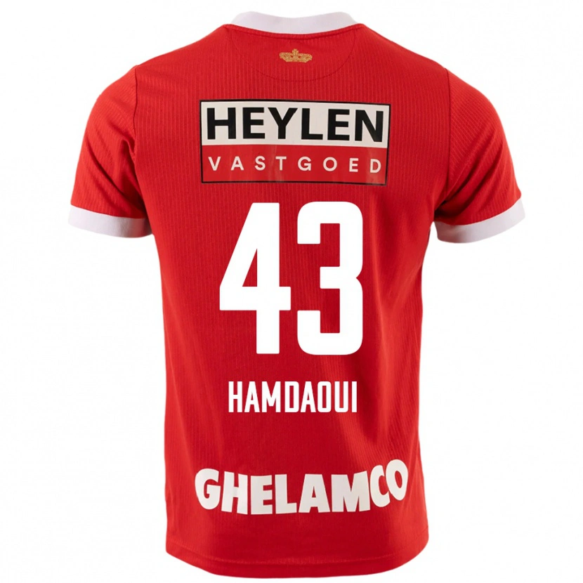 Danxen Enfant Maillot Youssef Hamdaoui #43 Rouge Blanc Tenues Domicile 2025/26 T-Shirt