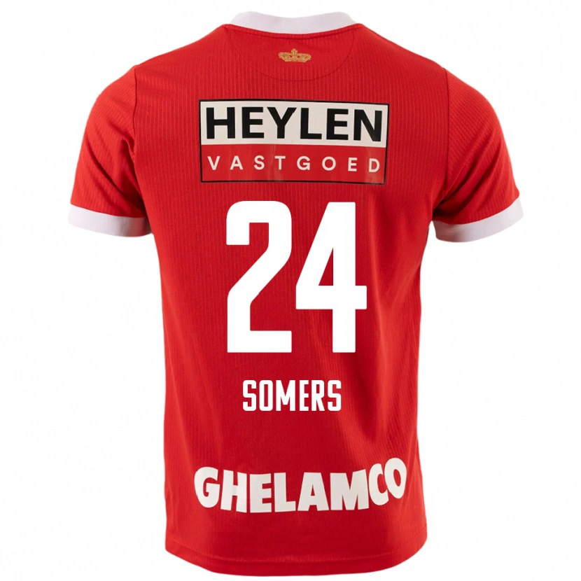 Danxen Enfant Maillot Thibo Somers #24 Rouge Blanc Tenues Domicile 2025/26 T-Shirt
