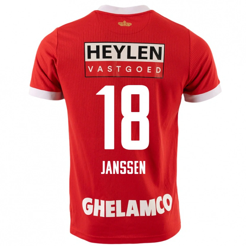 Danxen Enfant Maillot Vincent Janssen #18 Rouge Blanc Tenues Domicile 2025/26 T-Shirt