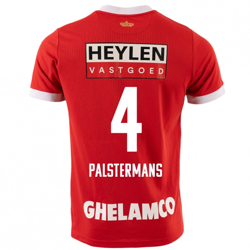 Danxen Enfant Maillot Jasper Palstermans #4 Rouge Blanc Tenues Domicile 2025/26 T-Shirt