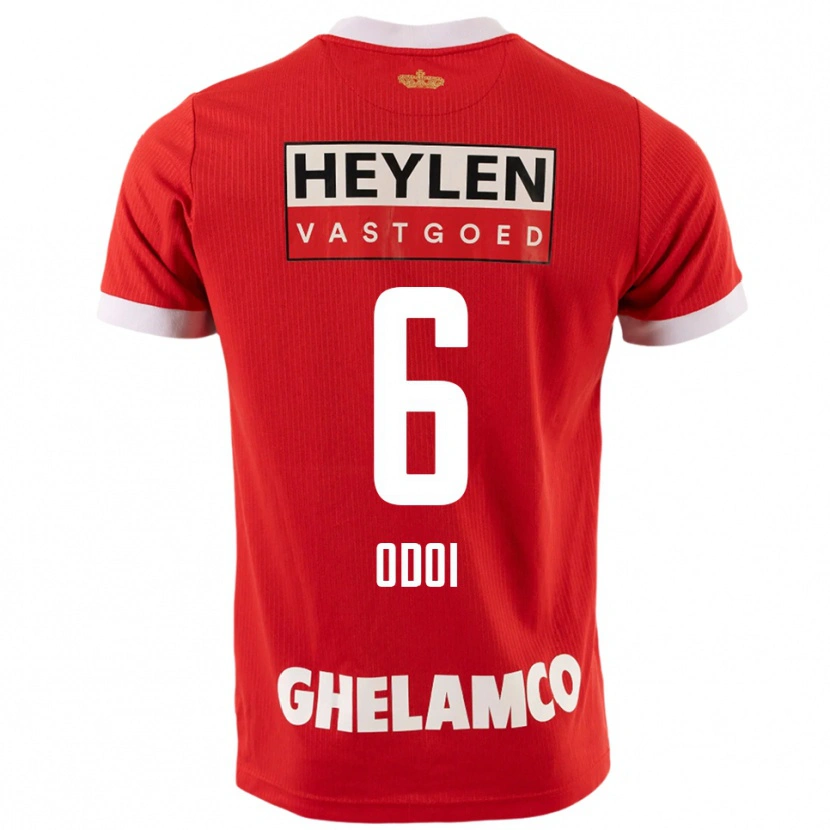 Danxen Enfant Maillot Denis Odoi #6 Rouge Blanc Tenues Domicile 2025/26 T-Shirt