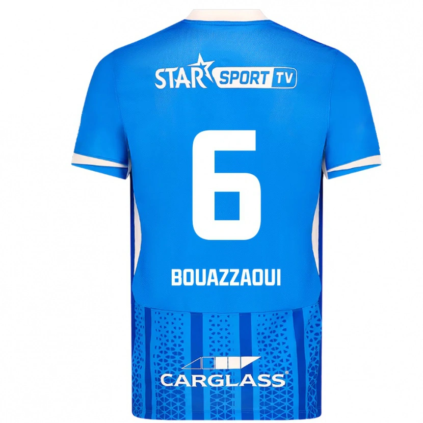 Danxen Enfant Maillot Ilyas Bouazzaoui #6 Bleu Blanc Tenues Domicile 2025/26 T-Shirt