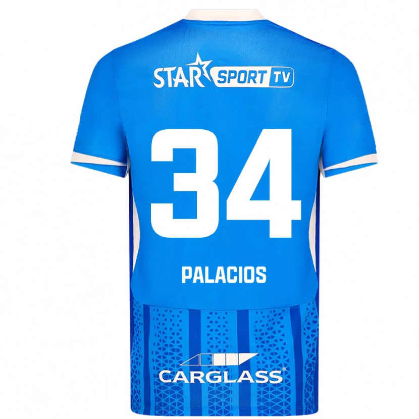 Danxen Enfant Maillot Adrián Palacios #34 Bleu Blanc Tenues Domicile 2025/26 T-Shirt