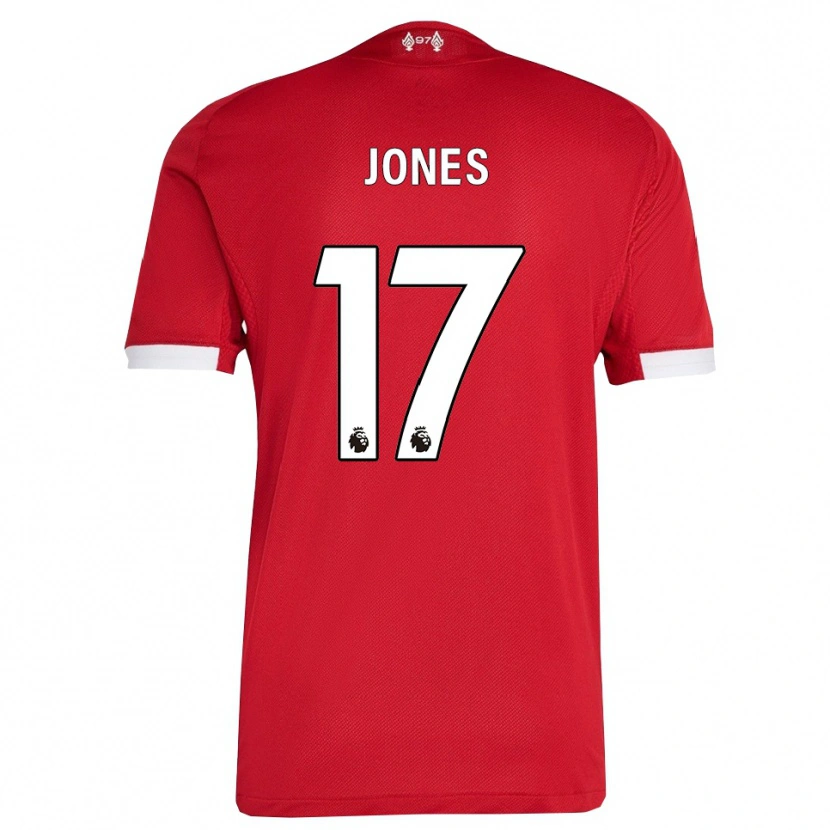Danxen Enfant Maillot Curtis Jones #17 Rouge Blanc Tenues Domicile 2025/26 T-Shirt