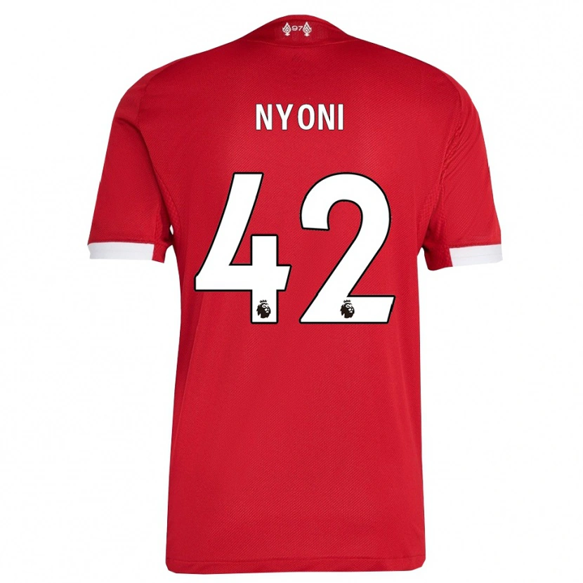 Danxen Enfant Maillot Trey Nyoni #42 Rouge Blanc Tenues Domicile 2025/26 T-Shirt