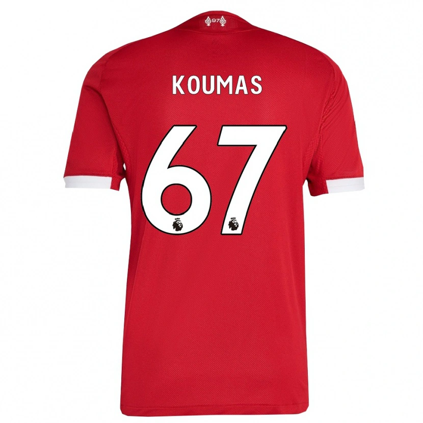 Danxen Enfant Maillot Lewis Koumas #67 Rouge Blanc Tenues Domicile 2025/26 T-Shirt