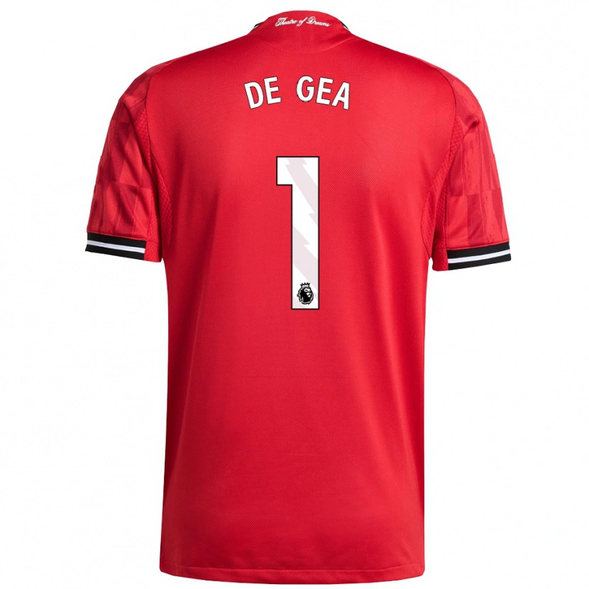 Danxen Enfant Maillot David De Gea #1 Rouge Noir Blanc Tenues Domicile 2025/26 T-Shirt