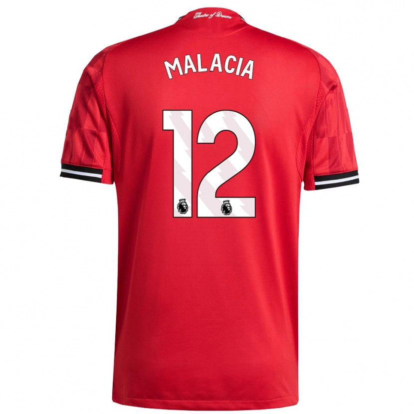 Danxen Enfant Maillot Tyrell Malacia #12 Rouge Noir Blanc Tenues Domicile 2025/26 T-Shirt