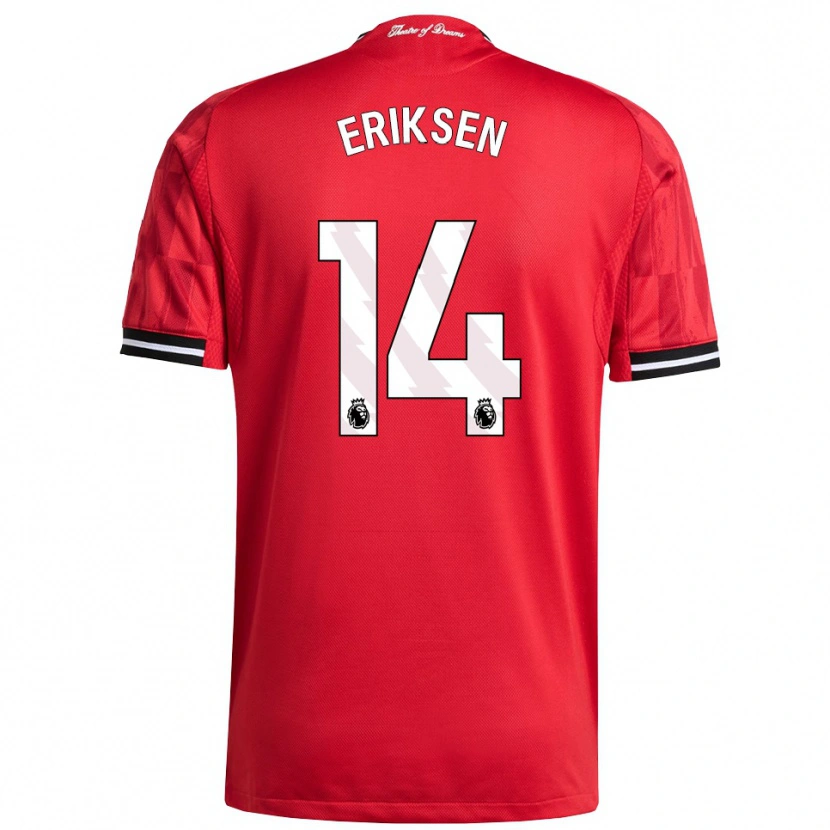 Danxen Enfant Maillot Christian Eriksen #14 Rouge Noir Blanc Tenues Domicile 2025/26 T-Shirt
