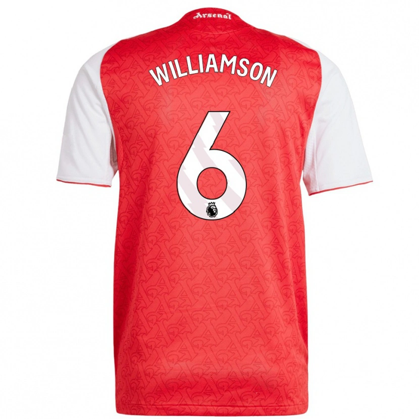 Danxen Enfant Maillot Leah Williamson #6 Rouge Blanc Tenues Domicile 2025/26 T-Shirt