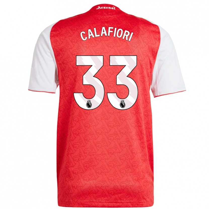 Danxen Enfant Maillot Riccardo Calafiori #33 Rouge Blanc Tenues Domicile 2025/26 T-Shirt