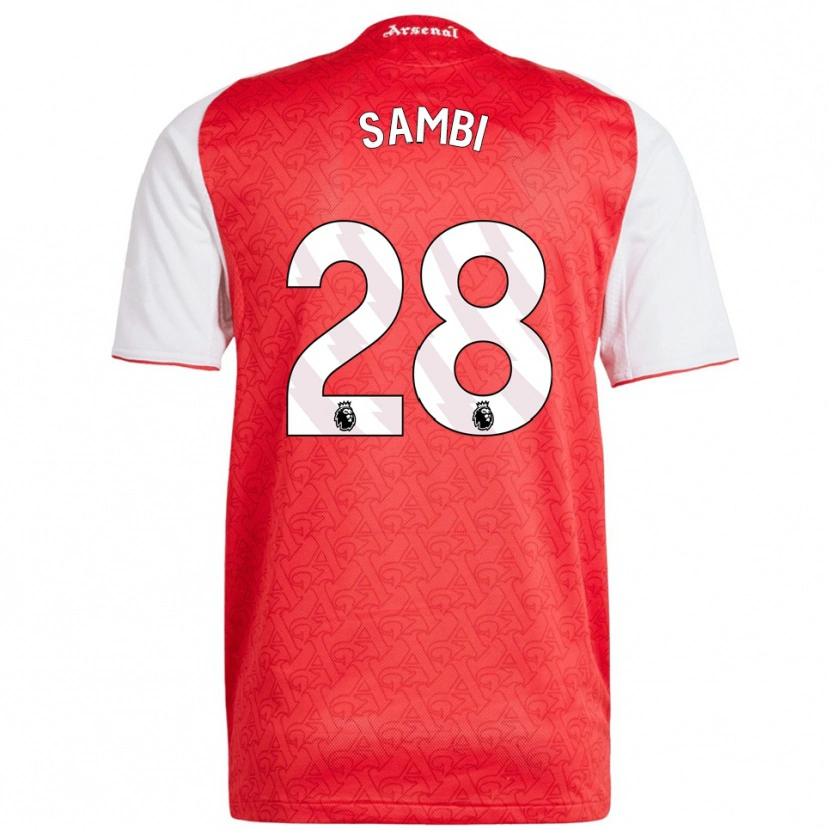 Danxen Enfant Maillot Albert Sambi Lokonga #28 Rouge Blanc Tenues Domicile 2025/26 T-Shirt