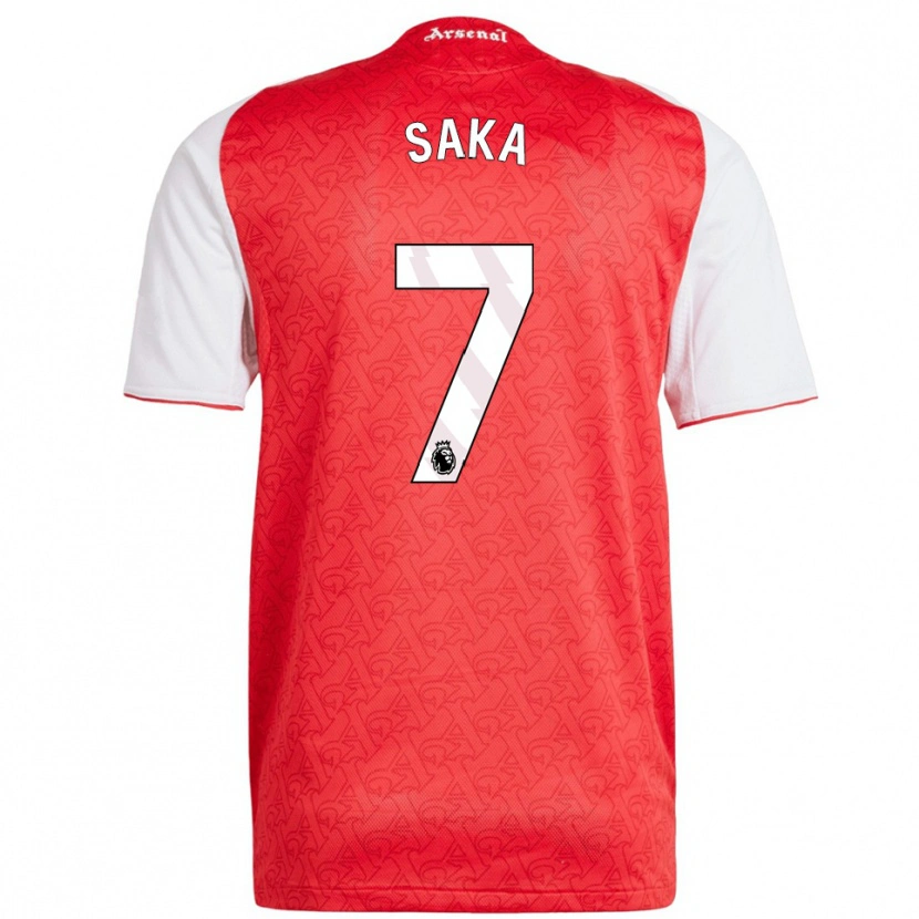 Danxen Enfant Maillot Bukayo Saka #7 Rouge Blanc Tenues Domicile 2025/26 T-Shirt