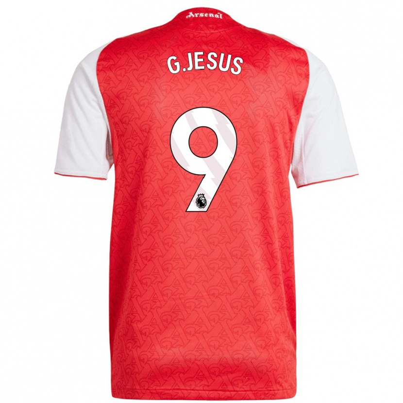 Danxen Enfant Maillot Gabriel Jesus #9 Rouge Blanc Tenues Domicile 2025/26 T-Shirt