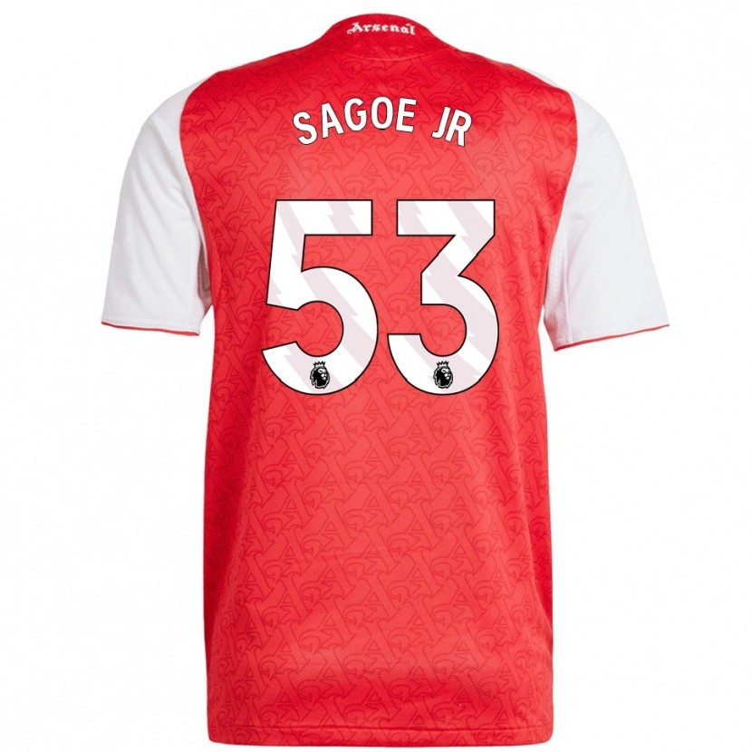 Danxen Enfant Maillot Charles Sagoe Jr #53 Rouge Blanc Tenues Domicile 2025/26 T-Shirt