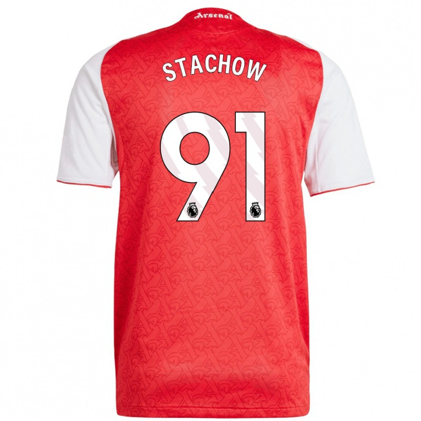 Danxen Enfant Maillot Patrick Stachow #91 Rouge Blanc Tenues Domicile 2025/26 T-Shirt