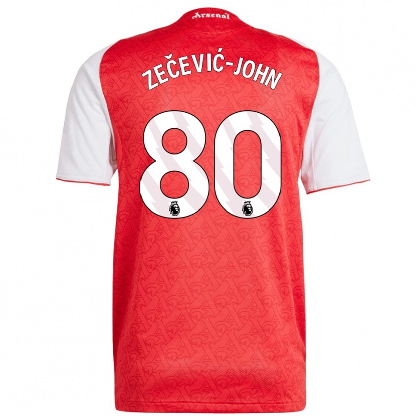 Danxen Enfant Maillot Louis Zečević-John #80 Rouge Blanc Tenues Domicile 2025/26 T-Shirt